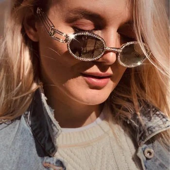 2019 Značky Módní Návrhář Vintage Malé Kulaté Diamond sluneční Brýle, Ženy, Vintage Barevné Drahokamu Odstíny UV400 Oculos
