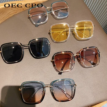 OEC CPO Vintage Náměstí sluneční Brýle, Ženy Módní Plastový Rám Sluneční Brýle, Ženy Nadrozměrné Jasné Odstíny Brýle UV400 Retro