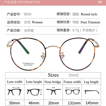 BCLEAR Vintage Kulaté Brýle Rám Retro Ženy Brýle Rámy Čistý Titan Brýle Značky Značkové Vysoce Kvalitní Brýle