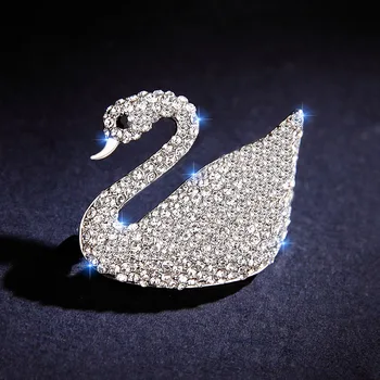 YAMEGA Módní Kamínky Černá Labuť Brože Kolíky Ženy Luxusní Crystal Šátek Pin Značkové Šperky, Oblečení, Doplňky, Dárky