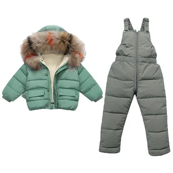 2022 Zimní Bavlněné Bundy Dolů Kombinéza Baby Tlusté Teplé Kabáty Kombinézy Snowsuit dětské Oblečení Sady Dětské Oblečení 1-5Y