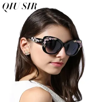 Luxusní Queen Oversize 2021 Cat Eye Sluneční Brýle Pro Ženy, Růže Květ, Vintage Dívky Oculos De Sol Značky Design Ženy, Sluneční Brýle