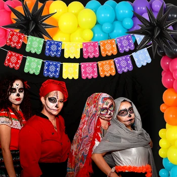Den Mrtvých na Téma Party Dekorace Balón Věnec Kit Mexické Banner Halloween Cukr Lebky Dekorace Party Dodávky
