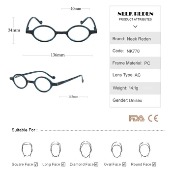 Unisex Malé Kolo, Čtení Brýle Ultra Light Mini Presbyopickém Brýle, Ženy, Muži, Lupa Brýle Dioptrias +50 +75 +375