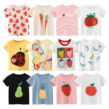 HH Dívky T košile Léto Cartoon Baby Girl T-shirt Dětské Oblečení Bavlněné Krátké kalhoty Sleeve mikiny a trička dětské Oblečení Pro Mládež