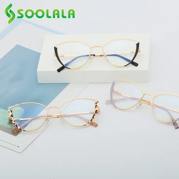 SOOLALA Slitiny Kočičí Oko Proti modrému Světlu Krátkozrakost Brýle, Ženy, Brýle na Předpis, Počítač Optické Rámy, Brýle -0.5 na 4.0
