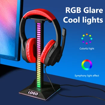 RGB Sluchátka, Stojan, LED Strip Světlo, Hudba, Zvuk, Ovládání Vyzvednutí Rytmus Okolní Lampa Stolní Headset Držák Herní Sluchátka Příslušenství