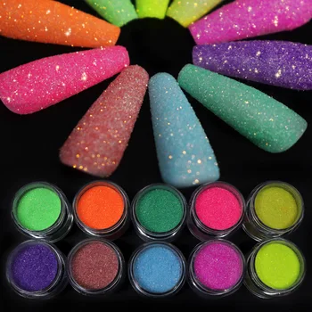 Rainbow Nails Glitter Cukr Prášek Gradient Třpytivý Pigment Chrome Prachu Dekorace Pro UV Gel na nehty Nail Art, Manikúra Dodávky
