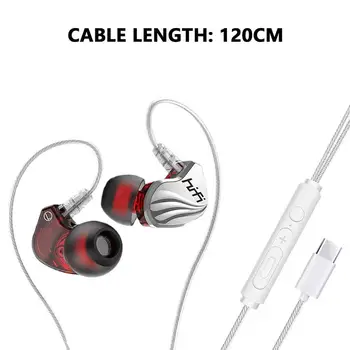 USB Typ C Sluchátka Sluchátka S Dlouhým Kabelem Mikrofon Ovládání Hlasitosti Funkce Mute Šumu Sluchátka Stereo Bass
