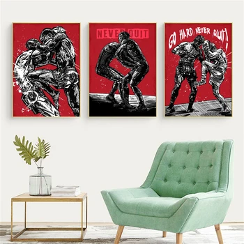 Moderní Sportovní Umění Plakáty a Tisky Wall Art Canvas Box Art Malování Motivační Citát Obrázky pro Posilovnu Muž Jeskyně Dekor