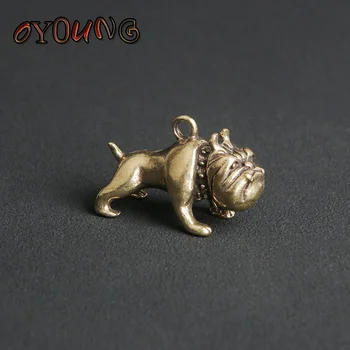 Mosaz Francouzský Buldoček Mops Miniatures Figurky Desktop Malé Ozdoby Čínské Klasické Mosazné Zvíře Čaj, Domácí Zvířata, Domácí Dekorace