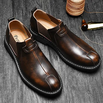 Zhfdsh kožené boty muži módní ležérní pánské boty korejské verze venkovní Britské ležérní pánské boty
