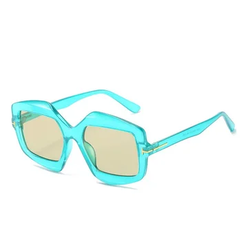 Fialové Odstíny Růžové Náměstí sluneční Brýle pro Ženy, Muže Značky Písmeno T Sluneční Brýle Ženské Candy Big Brýle Ženské oculos feminino