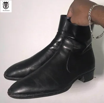 FR.LANCELOT 2020 Nové kožené pánské boty na zip se Chelsea Boty černé starý styl Kotníkové Boty pánská Móda strana boty vintage