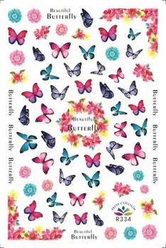 1KS 3D Butterfly Hřebík Nálepka Jarní Květiny Listy Abeceda Valentines Den Transfer Fólie Jezdce Nail Art Dekorace Manikúra