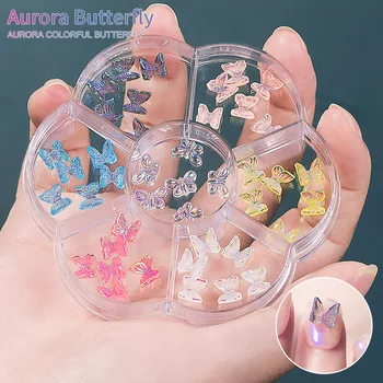 HNUIX 3D Pryskyřice Butterfly Glitter AB Nail Art Dekorace Letní Domácí Módní lak na Nehty Ornament Manikúra Obtisky Příslušenství