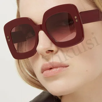 Vintage Červené Náměstí sluneční Brýle, Ženy Značky Značkové Retro Nýt Cat Eye Sluneční Brýle Pro Ženy Nadrozměrné Gradient Odstíny oculos