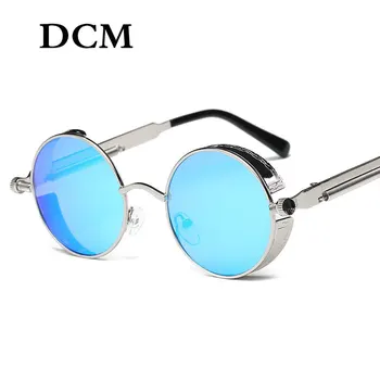 DCM Kovové Kulaté Steampunk Brýle Muži Ženy Módní Brýle Značky Značkové Retro Rámu Vintage sluneční Brýle, UV400