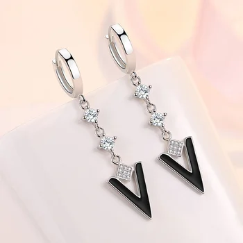 Geometrické Vody Drop Náušnice Stříbro 925 Šperky Pro Dámy Dlouhé Trojúhelníkové Náušnice ve tvaru Kamene Ženy Drop Příslušenství