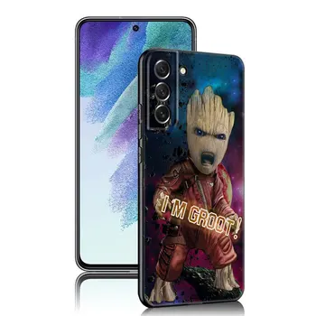 Roztomilý Groot MARVEL Avengers Telefon Pouzdro Pro Samsung Galaxy S20 S21 FE S22 Ultra S10 Lite S10E S9 S8 S7 Edge Plus Soft Černý Kryt