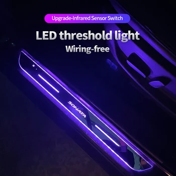 Akryl Napájení USB Pohybující se LED Vítejte Pedál Auto Šoupat Deska Pedálu Prahu Dráhy Světla Pro Hyundai Sonata Auto Příslušenství