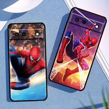 Spiderman Marvel Nárazuvzdorné Pouzdro pro Google Pixel 7 6 6a Pro 5 5a 4 4a XL 5G Silikonové Měkké Černý Telefon Kryt Capa