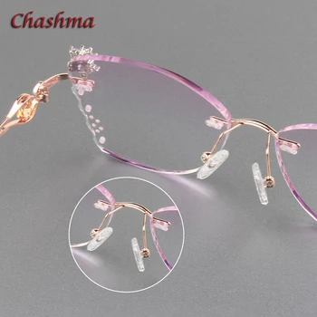Chashma Motýl Gradient Barevné Čočky Titan Rám Žen, Anti-Reflexní Čočky Bez Obrouček Brýle Lehké Brýle