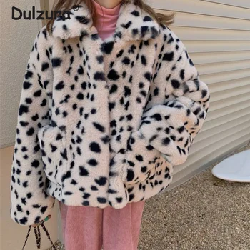 V Zimě Roku 2020 Módní Leopard Umělé Kožešiny Kabát Ženy Nadrozměrné Kabáty Svrchní Oblečení Dívky Nadýchané Měkké Králičí Kožešiny Bundy Kabáty Žena