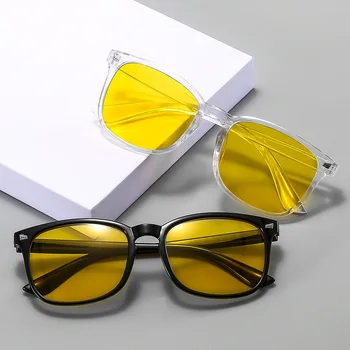Značka Designer roku 2021 nové sluneční Brýle, Ženy, muži, Luxusní Plastové Sluneční Brýle Classic Retro unisex náměstí sluneční brýle žluté čočky