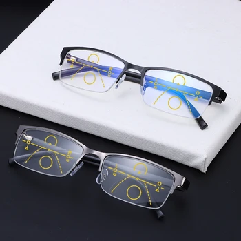 Klasické Pánské Bifokální Vzdálenosti A Blízkosti Brýle na Čtení Multi-zaostření Automatické Nastavení Stupně Anti-Blu-ray Presbyopie Brýle