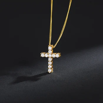 Vintage Odkaz Řetěz Crystal Ježíš Kříž Náhrdelník z Nerezové Oceli Dlouhý Přívěsek Hip-Hop Pánské Šperky Nail Náboženské Pamětní Dárek
