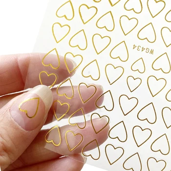 1 List 3D Nail Sticker Zlaté Pramene Černá Bílá Láska Srdce Vzor samolepící Převod Jezdce Obtisky na Nehty DIY Nail Art