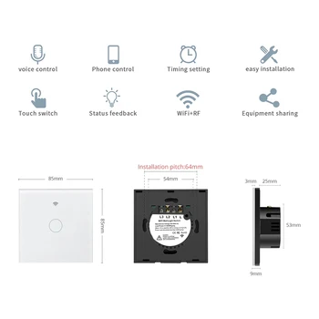 MOBU WiFi Inteligentní Světlo Dotykový Spínač RF433 Inteligentní Život/Tuya Ovládání Aplikace,Alexa Google Domov Hlasové Ovládání EU