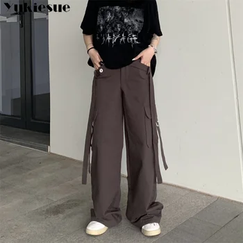 Baggy Cargo Kalhoty pro Ženy Nízkým Pasem Vintage Streetwear Kalhoty Harajuku Módní 2022 Podzim Ležérní Širokou Nohu Kalhoty