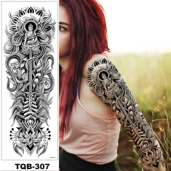 Plný Květ Arm Dočasné Tetování Samolepky Muže, Ženy, Dívky, Nohy, Falešné Tetování Svatého Kříže Ježíše Bůh Křesťan, Buddha Zlo Hot Prodej