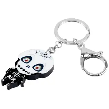 WEVENI Akryl Halloween Lebka Přívěsky Keyring Tisk klíčenka Šperky Pro Ženy, Děti, Dospívající Novinkou Dárek Auto Dekorace