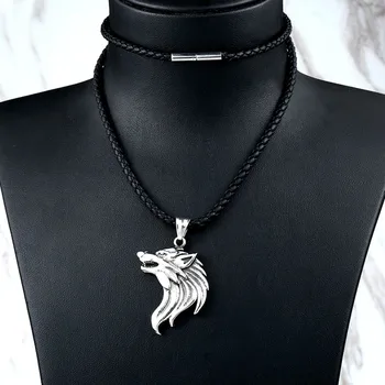 Viking Vlk Náhrdelník s Přívěskem rodu Starků ze Zimohradu Pro Muže z Nerezové Oceli Cool 3D Módní Šperky