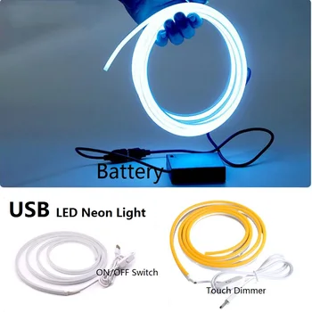 5V LED Neon Pruh Světla, Znamení, USB napájení, Měkké Silikonové Trubice Vodotěsný Flexibilní Pásky Lano Stuha Noční lampičky Osvětlení S Vypínačem