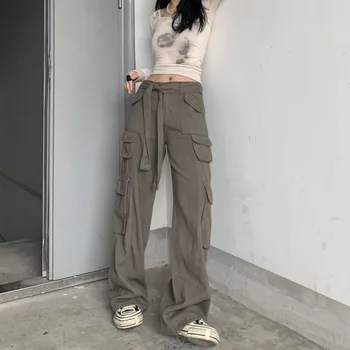 Streetwear Ženy Kalhoty Vintage Vysokým Pasem Kapsy Grunge Ležérní Kalhoty Harajuku 90. let Běžci 2022 Nové Oblečení
