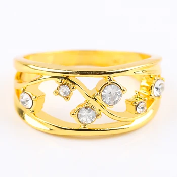 Luxusní Bílé Zirkony Ženy Duté Prsteny pro Svatební Zásnubní Obřad Strana Vznešená Dáma Prst Prsten Módní Šperky