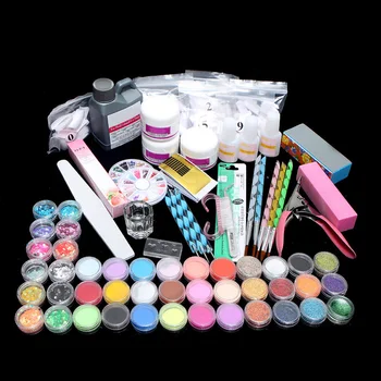 2019 Akryl Prášek Glitter Nail Art Dekorace Sada Nail Art Nástroje Kit Combo Set DIY Gel Nail Art Set