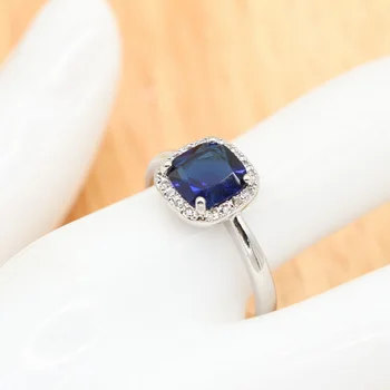 2022 Klasické Dámské Zásnubní Večírek Šperky Vysoce Kvalitní Velká Slza Modrý Krystal Prsteny S Modrá Řada Kámen