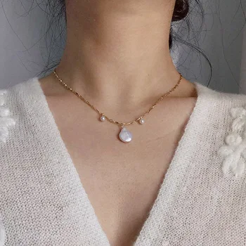 Jednoduchý Vintage Styl Barokní Perlový Přívěšek náhrdelník Náhrdelník Ženy Temperament Geometrický Krku, Zácpa Šperky Náhrdelník YN1678