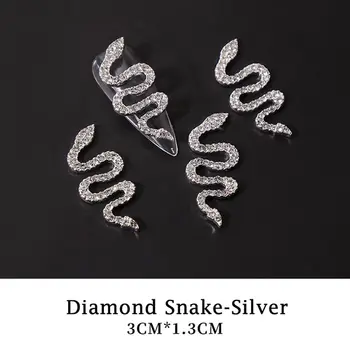 3D Kovové Diamond Slitiny Had Full Diamond Tři-dimenzionální Nehty Nálepka Art Deco Hřebík Salon Supplies