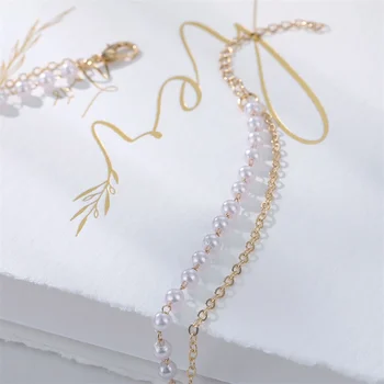 Vienkim 2021 Nové Double Layer Řetěz Zlaté Barvy Náhrdelník Náhrdelník Ženy Korejský Styl Pearl Přívěsek Náhrdelník Módní Šperky Obojek