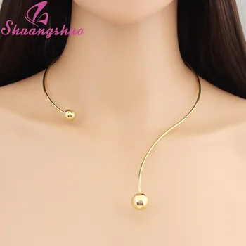 Shuangshuo 2020 Nové Módní Jednoduché Momenty Límec náhrdelník pro ženy Osobnost Ženy Límec Náhrdelníky Maxi Náhrdelníky