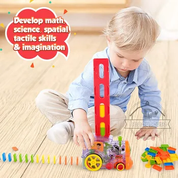 Domino Vlak, Auto, Zvuk, Světlo Domino Bloky Set pro Děti Budově Stohování Hračka, Blok Domino Sada pro Děti, Dětské Vzdělávací Hračky
