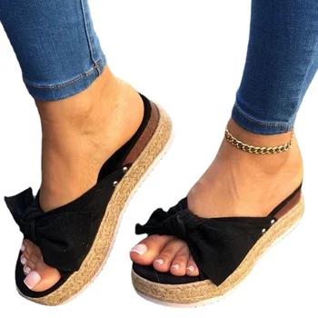 Módní Sandály Boty Ženy Open Toe Dámské Sandály Prodyšné Boty Žena, Luk-Uzel Ženy Přezůvky Platforma Sandály Plus Size43