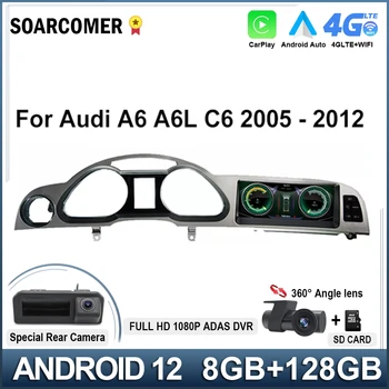 8.8 Inch QLED Displej Car Multimedia Auto Carplay Sleduje Radio Android 12 Pro Audi A6 A6L C6 2005 - 2012 Audio Video Přehrávač