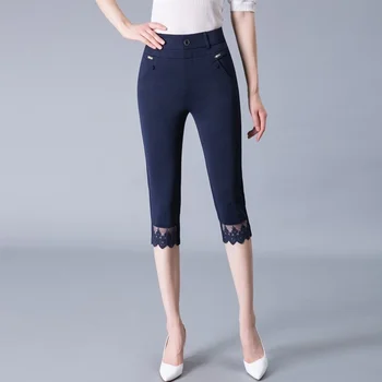 2022 Léto Capris Kalhoty Pro Ženy Ležérní Solidní Vysokým Pasem Rovné Kalhoty Skinny Stretch Krátké Kalhoty Locanda Fiorita Femme